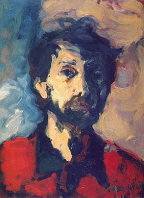 Karel Pokorný - Autoportrét, olej na překližce 39×29,5 cm, 1967